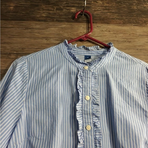 Old Navy Blue White Button Down Shirt with Voluminous Sleeves - Picture 3 of 8